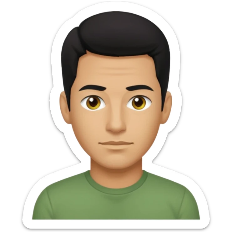 Danny Wood brown eyes, black hair, green shirt  sticker