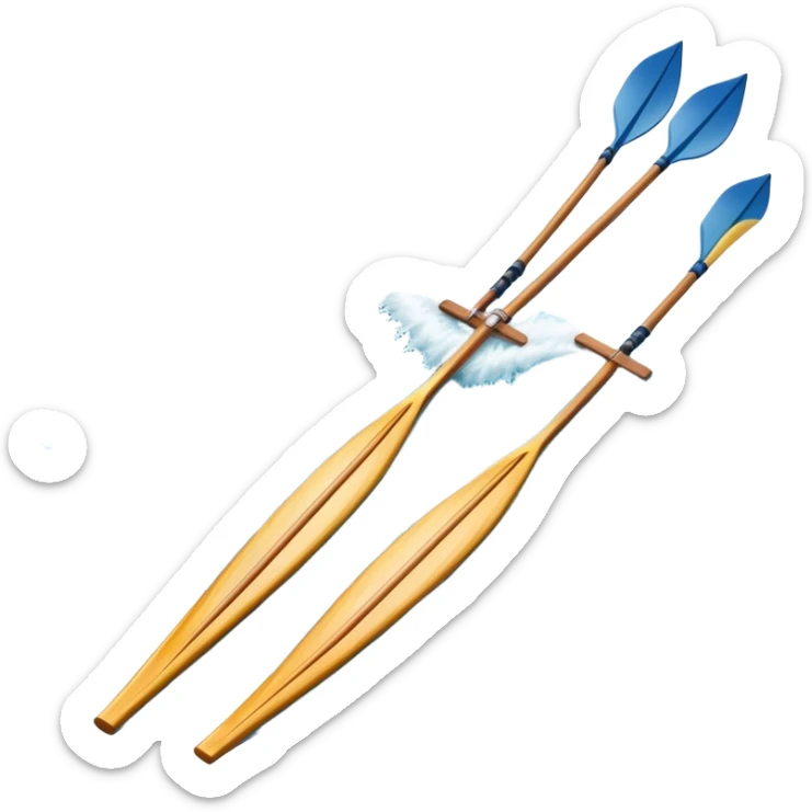 An icon showing a close-up of crossed oars, a sleek racing shell, and rippling water, symbolizing rowing. The design includes droplets in motion and a streamlined boat tip cutting through waves. Transparent background emphasizes strength, precision, and the spirit of competitive rowing sticker