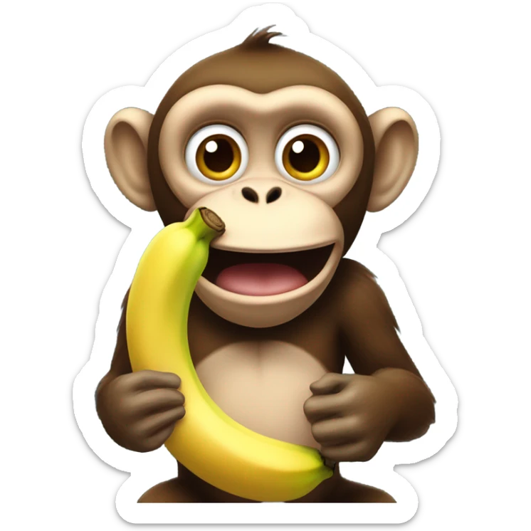  a monkey holding a banana in his hand and steam coming out of his mouth sticker