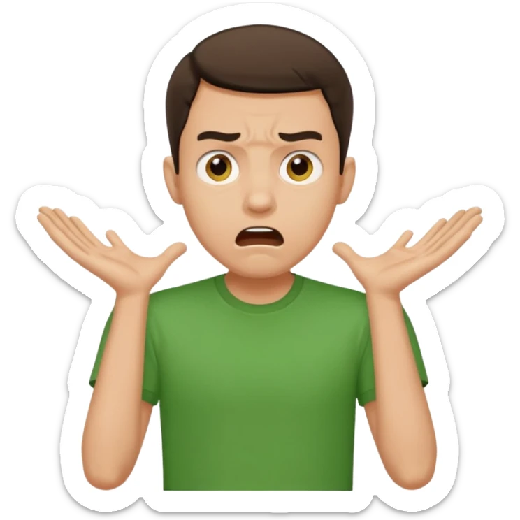 make him in a green T-shirt and much more realistic. the emotion of fear and shock sticker