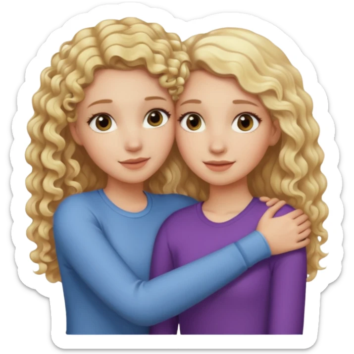 curly blonde hair whitegirl hugging straight blonde. hair. white girl sticker
