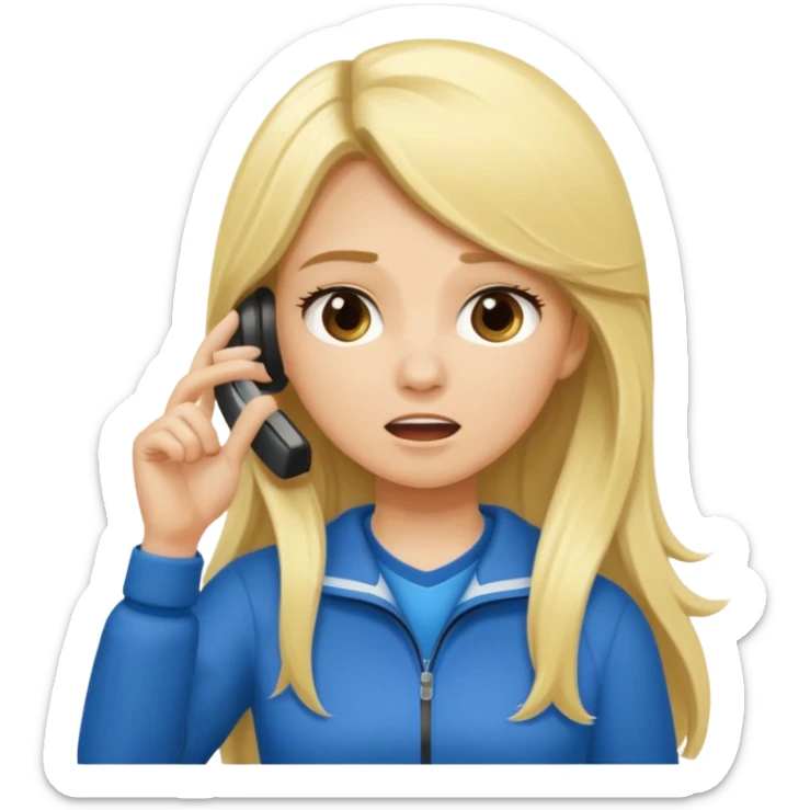 blonde cartoon girl long hair sports coach calling for a time out sticker