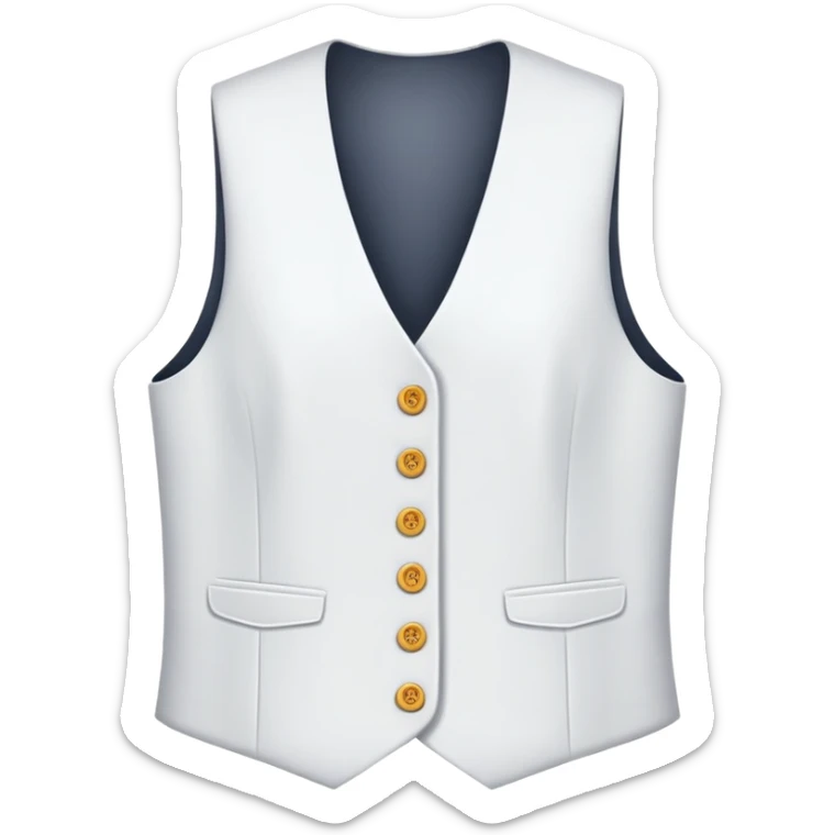 just a white women's vest garment with 3 buttons, no background, no model, only the clothing item sticker
