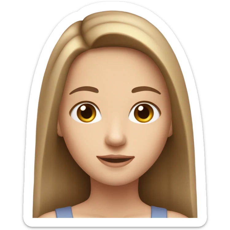 Caucasian girl with hazel eyes and long straight light brown hair sticker