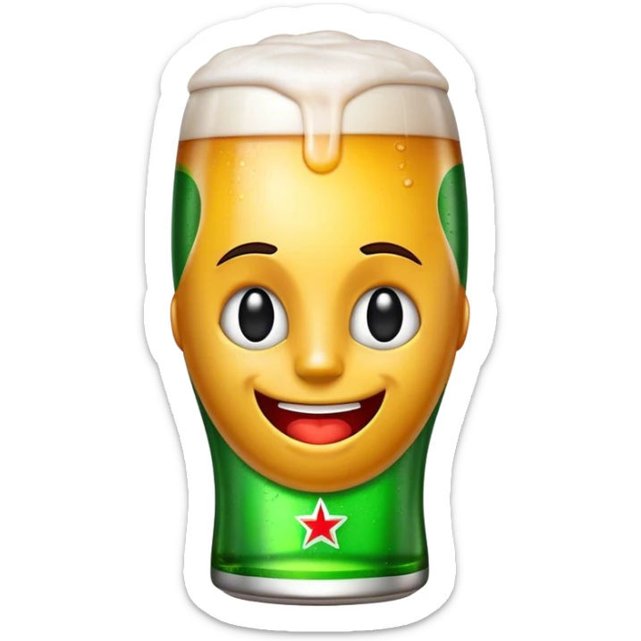 Cinematic Realistic Heineken Pop Culture Emoji, showcasing an iconic beer moment rendered with crisp textures and vibrant, energetic lighting. sticker