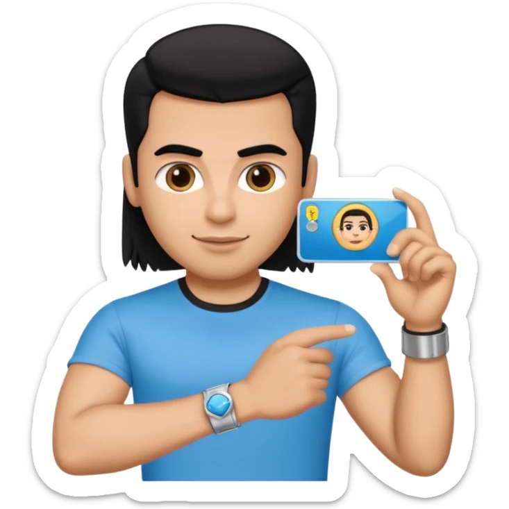 driving license with the photo of ipretty bratz emoji of salman khan wearing a black tee, silver- blue bracelet, black hair sticker