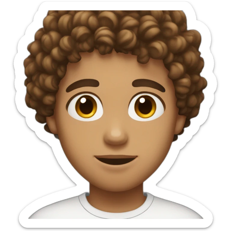 Lightskin boy with curly brown hair on the to of his head sticker