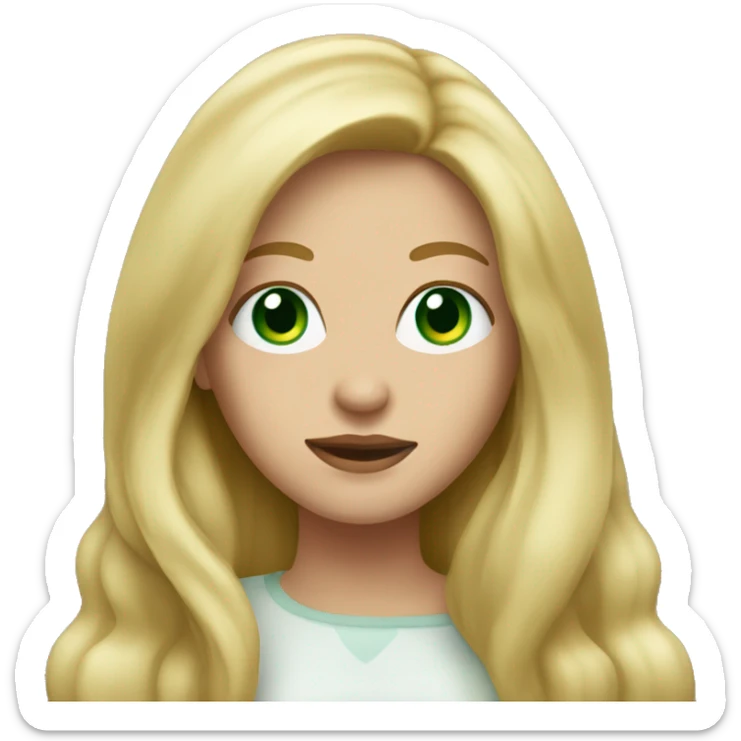 woman with long blonde hair and oval face green eyes sticker