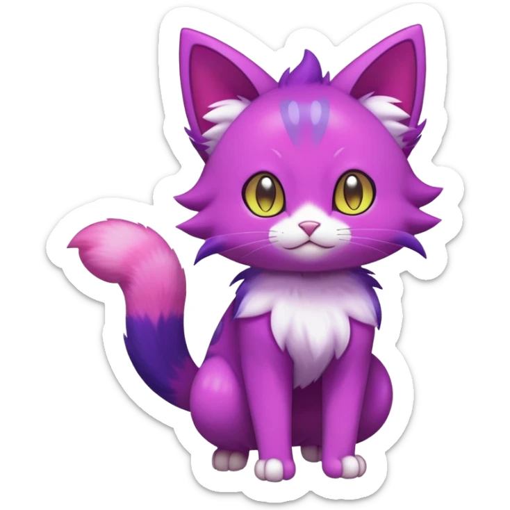 Shiny Colorful Purrloin-Skitty-Pokémon-Fakémon-hybrid-creature (full body) sticker