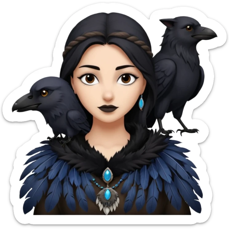 Black aly is the wife of cregan stark and looks like Hande Erçel. She had a raven and a wolf around her  sticker