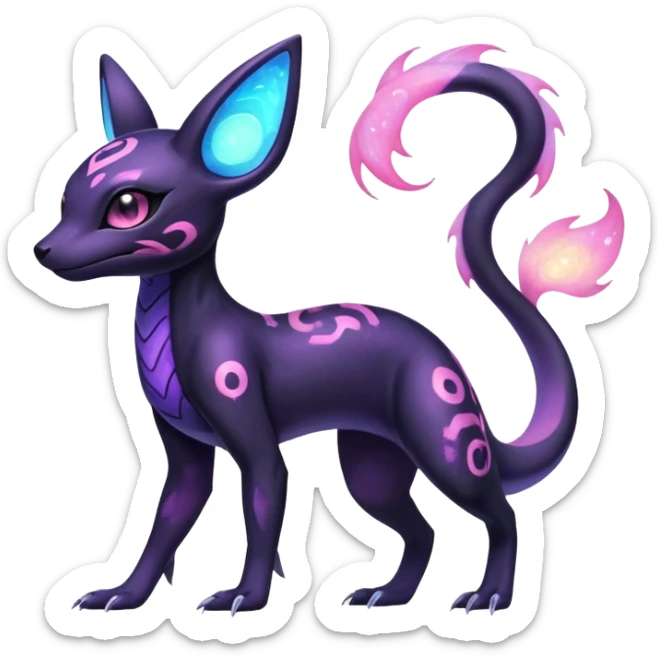 Pastel Nebulae Exotic Salandit-Umbreon-Fakémon-hybrid-creature (full body)  sticker