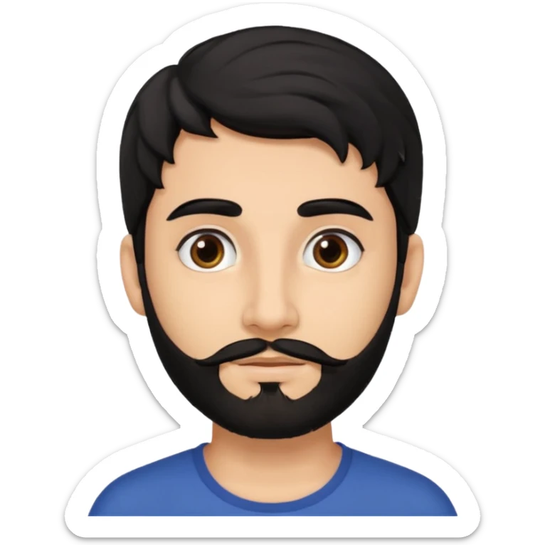 young fair skin Pakistani man with black beard wavy hair and thin brown eyes and thick eyebrows sticker