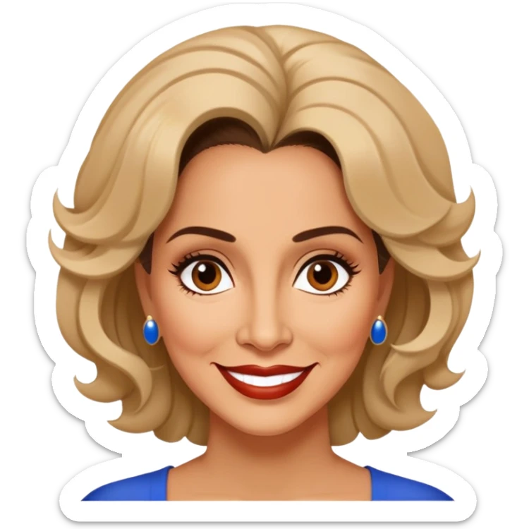 Famous Puerto Rican actress Marian Pabón with her distinctive hairstyle, warm smile, expressive eyes, middle-aged woman sticker