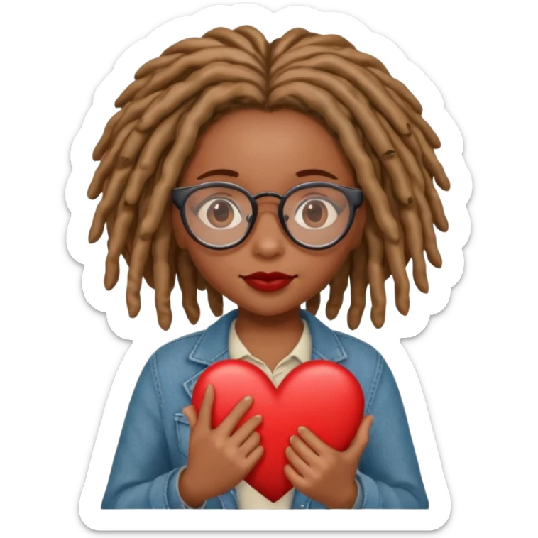 Girl Scouts African American girl with locs and glasses heart  sticker