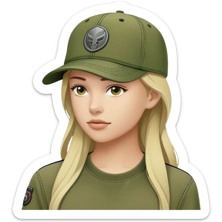 Diesel brand cap in khaki green color, baseball cap style with Diesel logo on front, military green hat sticker