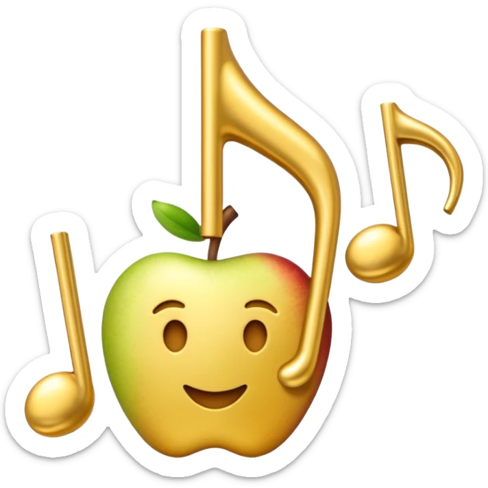 drei musiknoten in goldfarben ähnlich dem apple noten-emoji sticker