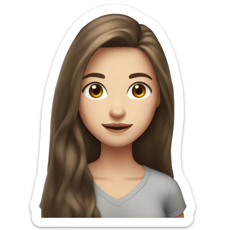 A 22 year old girl with long brown hair, white skin and red eyes winking sticker