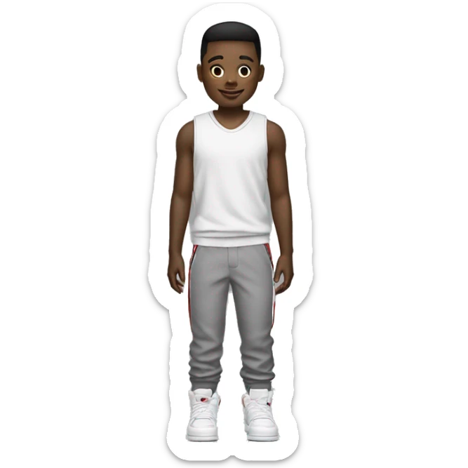 Jeun garçon métisse avec un taper et des Jordan 4 et un outfit américain  sticker