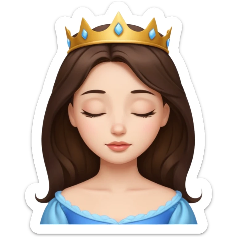 a brunette hair beautiful princess closing her eyes calmly sticker