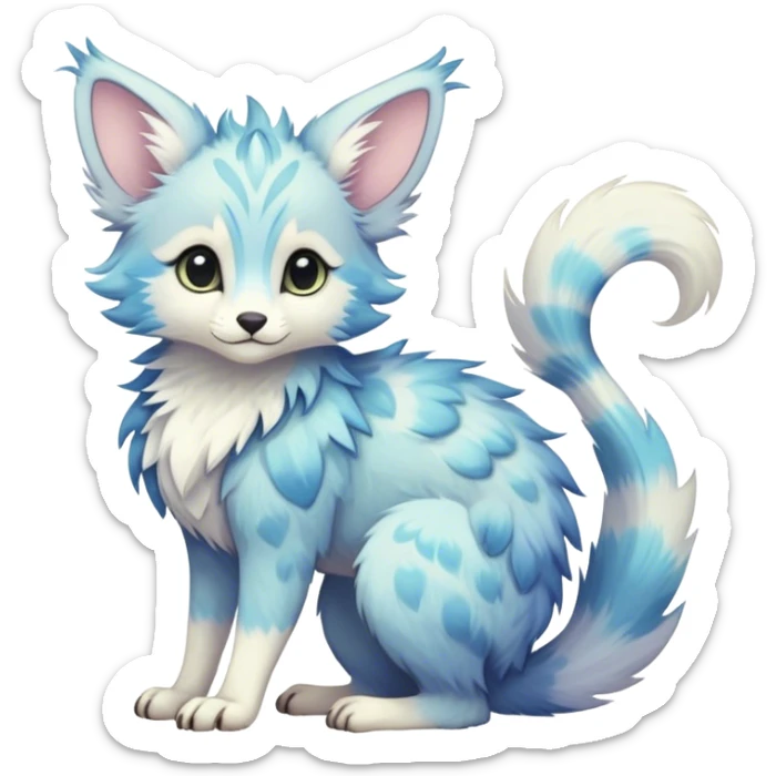 Feral Rare Fantasy cute pastel Vernid-Trico-species by LiLaiRa, random markings, tufted tail, tufted ears, full body sticker