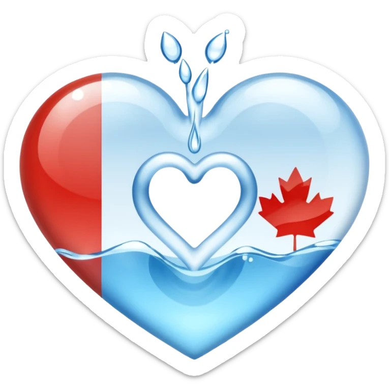 water heart emoji with the Canadian flag in the center sticker