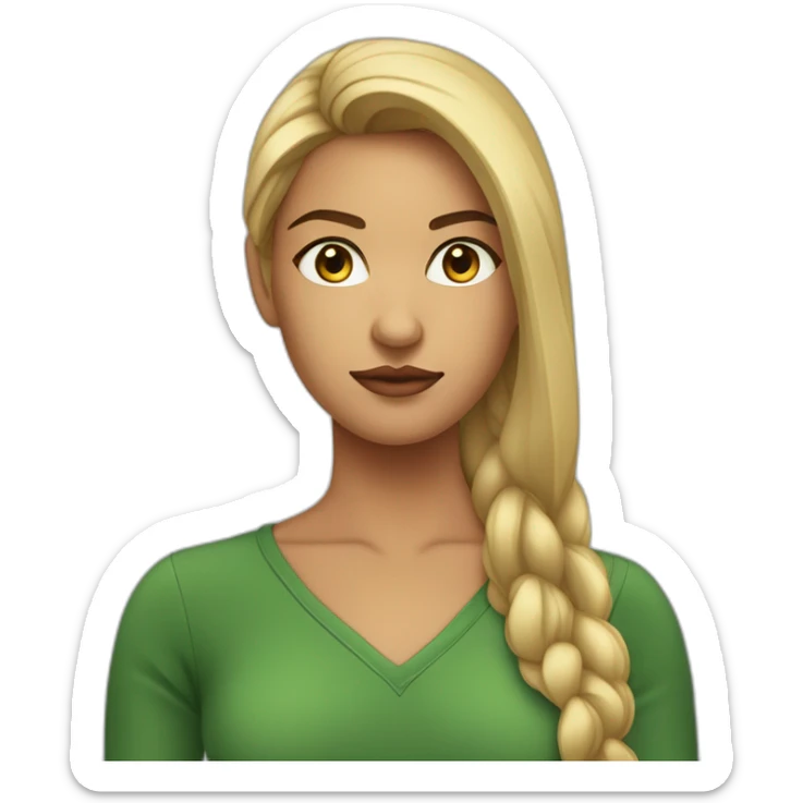 Jeune femme aux yeux verts foncés et aux longs cheveux noirs lisses ayant une cicatrice lui barrant le sourcil. sticker