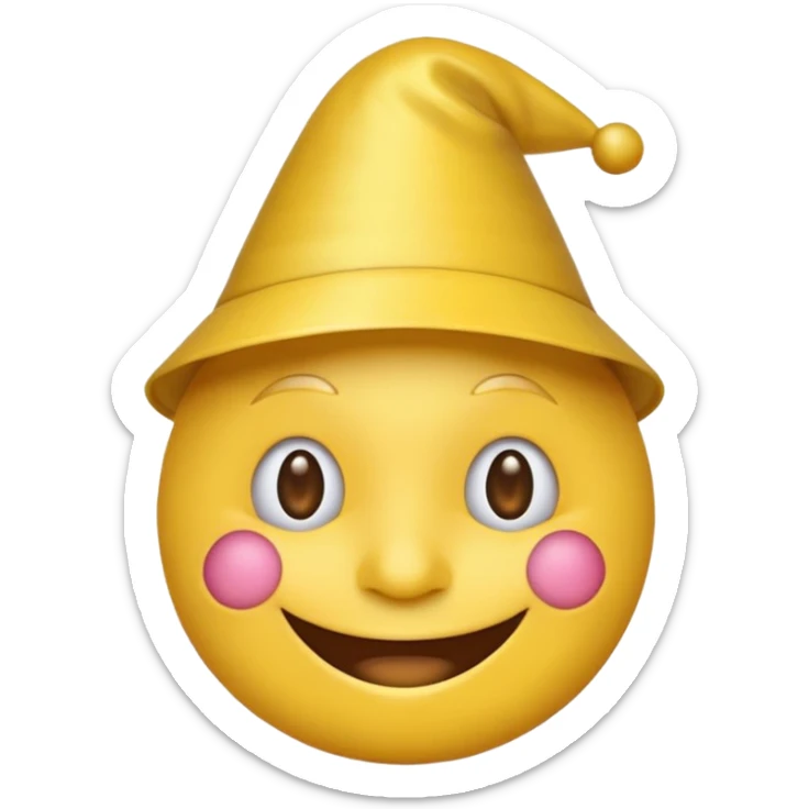 2026 happy new year yellow faced emoji with a 2026 party hat sticker