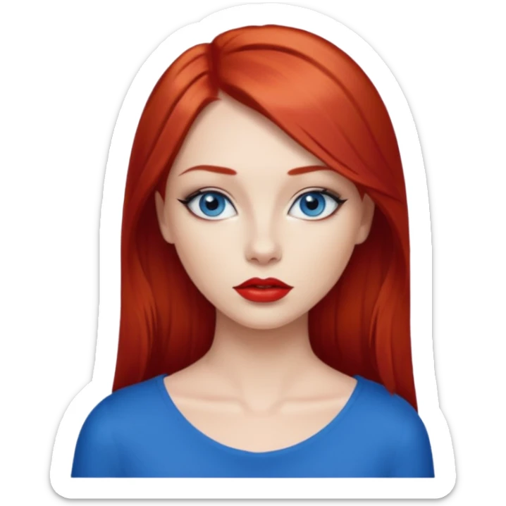 una chica con los labios y los ojos maquillados, de piel blanca con el pelo liso y largo y pelirrojo sticker