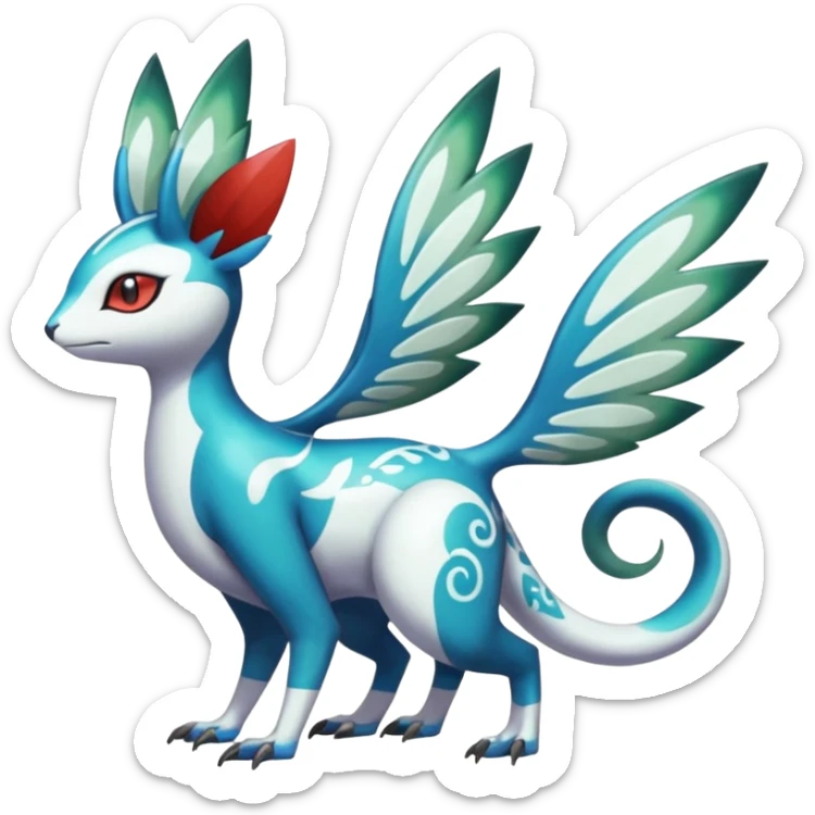 Shiny Colorful Vernid-Trico-Meloetta-Latias-Koraidon-Peppercat-Protogen-Pokémon-Digimon-Fakémon-fusion-hybrid-creature sticker