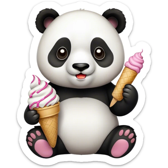 Panda eating ice cream sticker