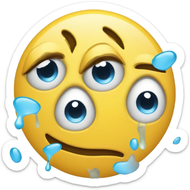 Smileys with eyes full of tears show a broken heart sticker