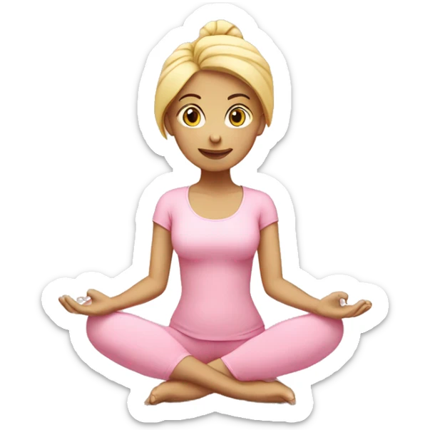 blonde yoga girl light pink clothes n sticker