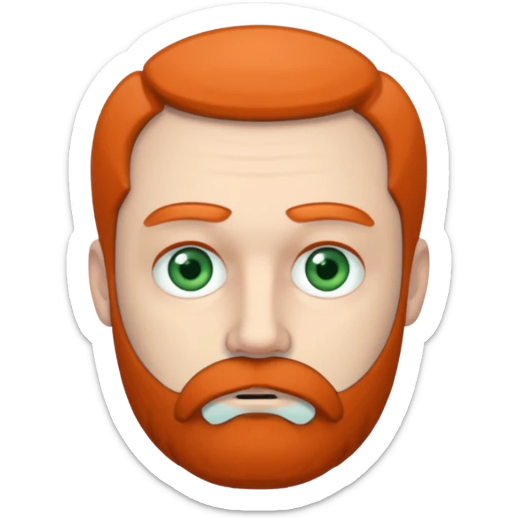 Greenish grey eyed adult man with tired look. Short dark grey hair, poor amount. He has a very long beard hanging. Pale skin. He's serious and looks tired. Make sure his hair and beard are both dark grey. sticker