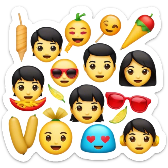 Cinematic Realistic V-pop Music Pop Culture Emoji, showcasing a modern, energetic representation of Vietnamese pop culture rendered with vivid textures and dynamic, colorful lighting. sticker