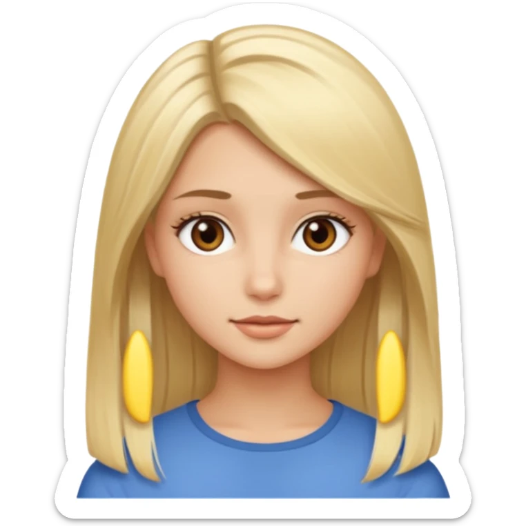 A blonde pretty girl with straight hair and brown eyes sticker