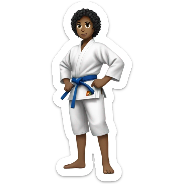 Curly black hair, brown skin doing judo sticker