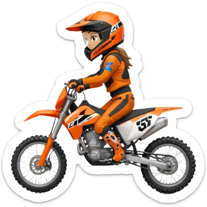 Motocross ktm orange dirt bike with 5”1’ girl on it sticker