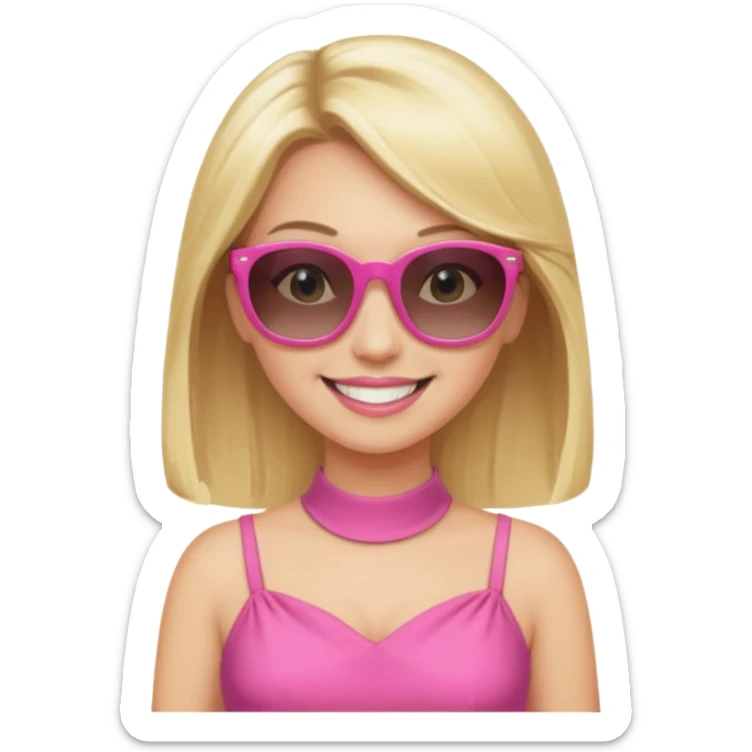 dior women with long blonde hair, pink dress, wear sun glasses sticker