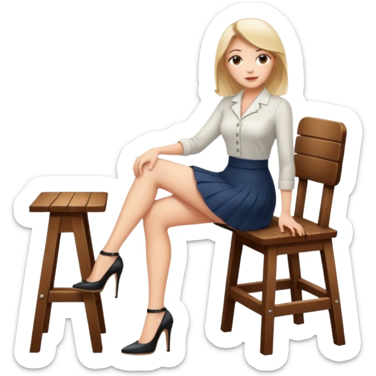 Business woman with short skirt and high heels sitting on chair sticker
