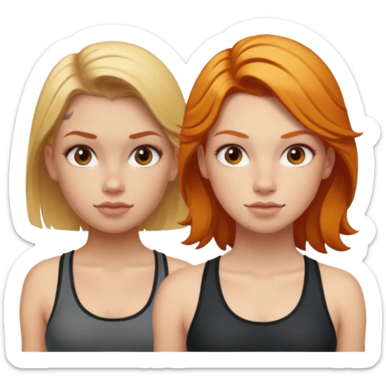 blonde tattoood girl and ginger athleticic girl sticker