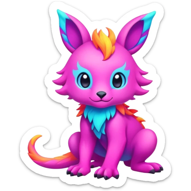 Neon-colored vibrant colorful Cute Fionbri-creature (full body) by Falvie sticker
