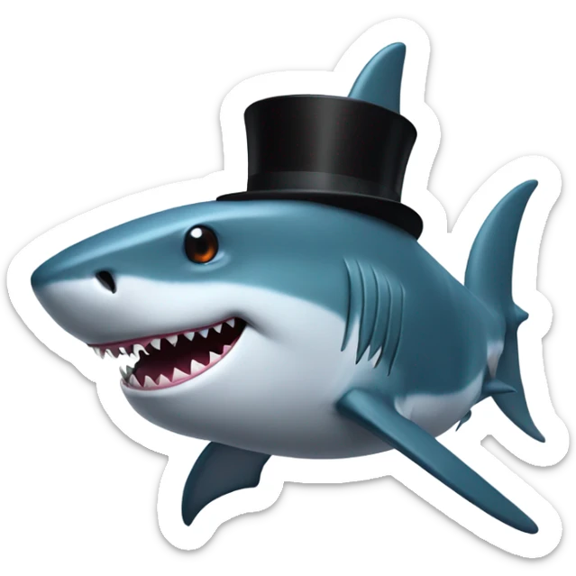 Shark with a top hat sticker