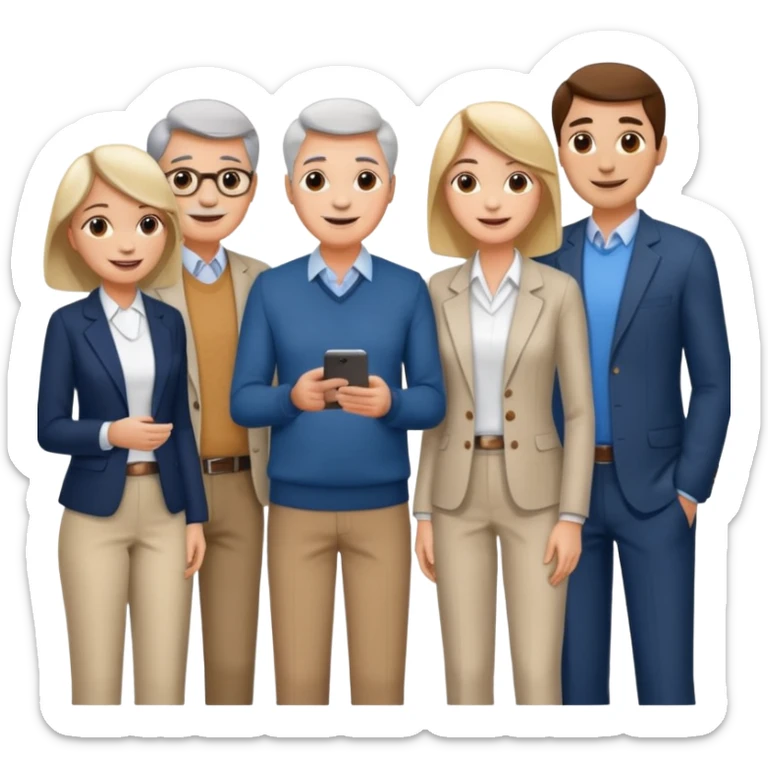 Millions of young people, adults and seniors in casual clothing at an afterwork meeting sticker