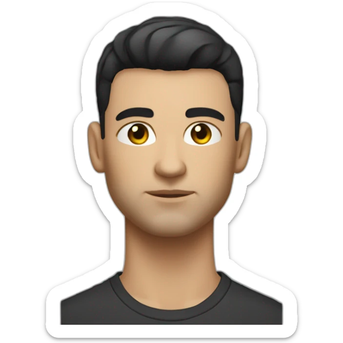 caucasian male mean thug with black short hair in a French Crop style Mid Fade styled down sticker