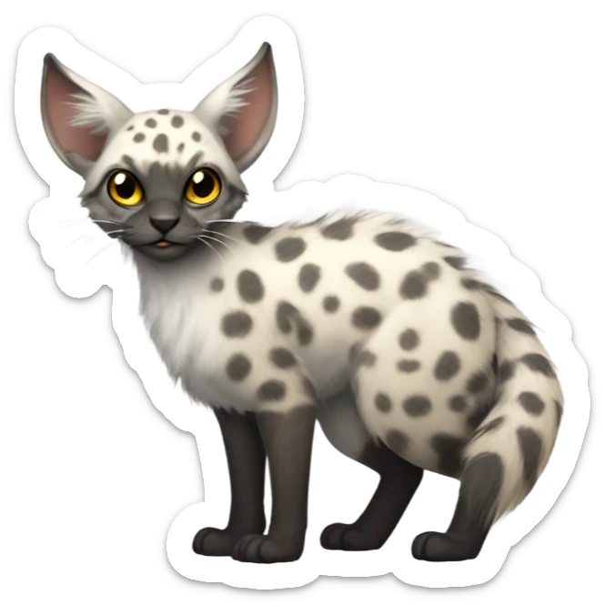 Modern Feral Rare Fantasy Vernid-Trico-species by LiLaiRa, random markings, tufted tail, tufted ears, full body sticker