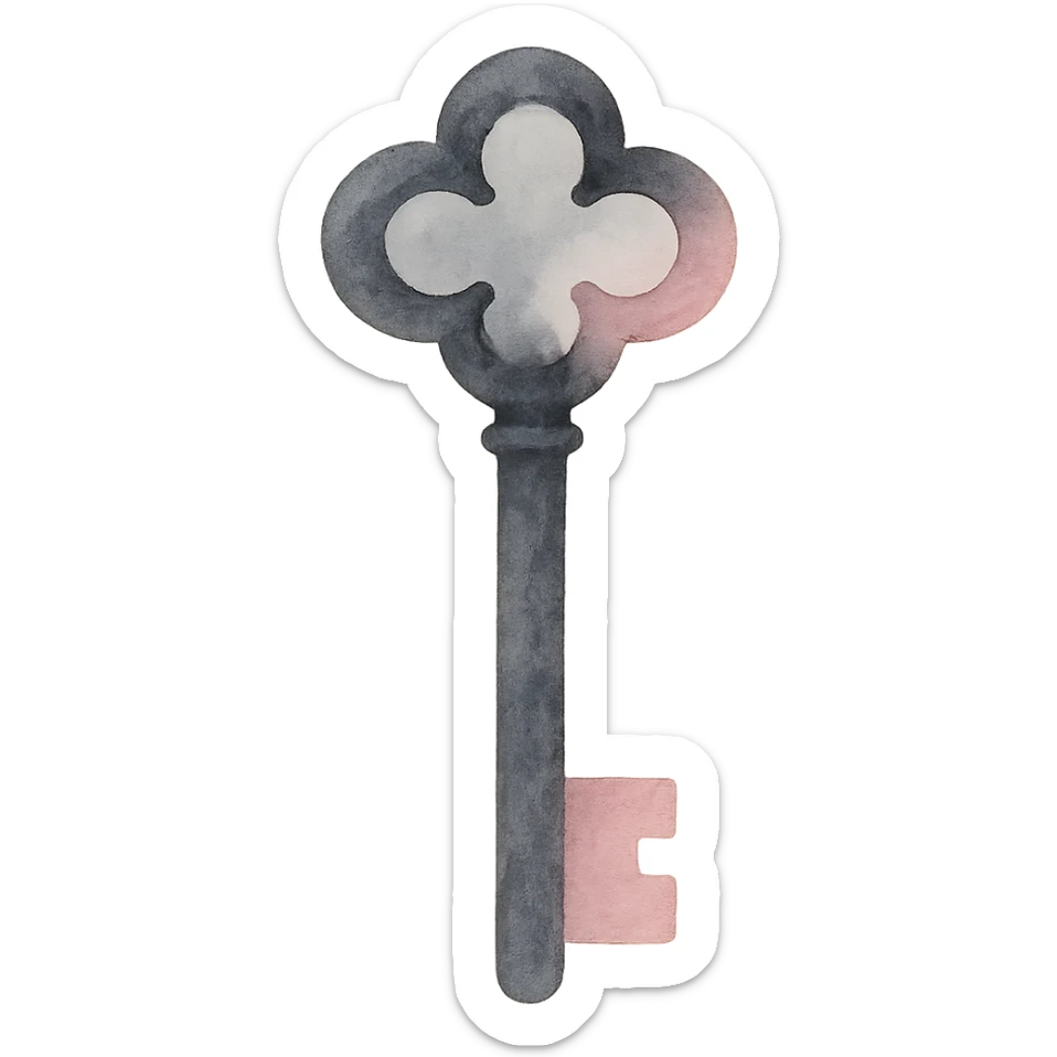 BLACKPINK-inspired gothic key, no hearts, dreamy and elegant, black and pink sticker