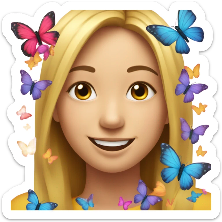 The face with heart emoji but instead of hearts it’s butterflies sticker