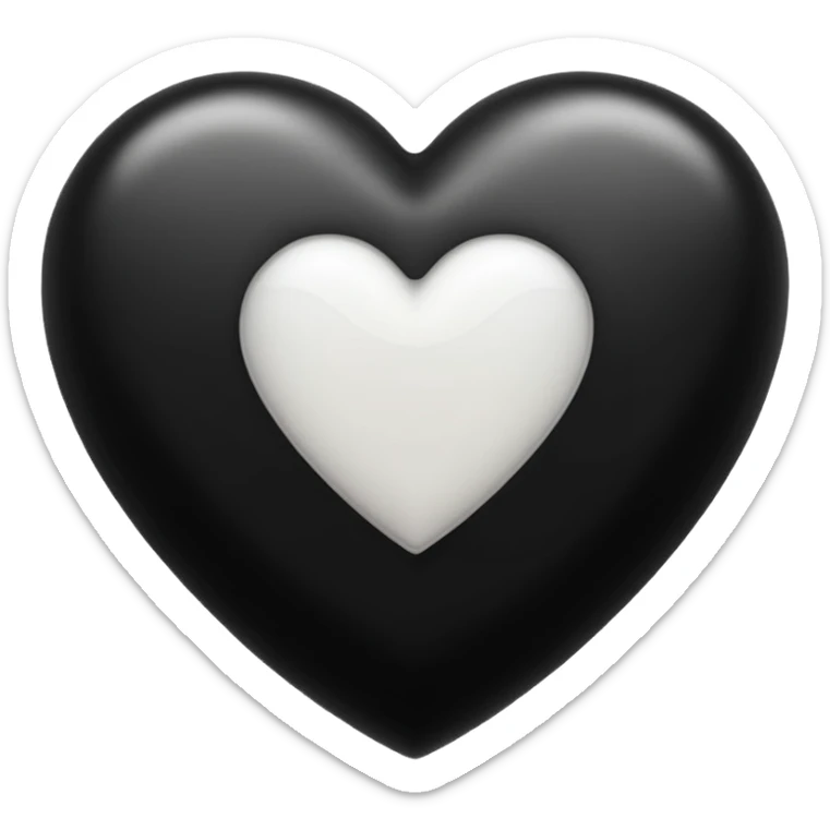 a emoji of a black hearth with botton griendiently white color sticker