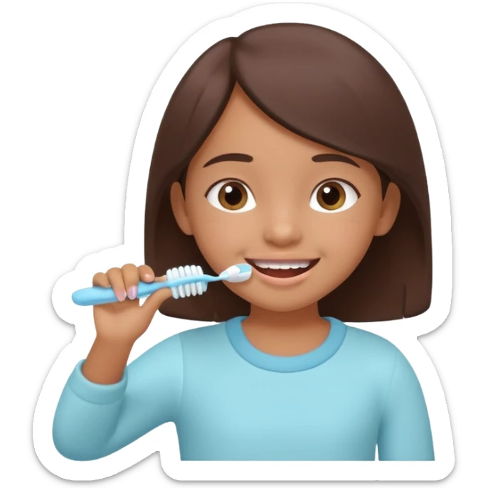 little brown girl brushing her teeth, pastel portrait, bright nourishing morning atmosphere, soft focus, isometric 3d plush sticker