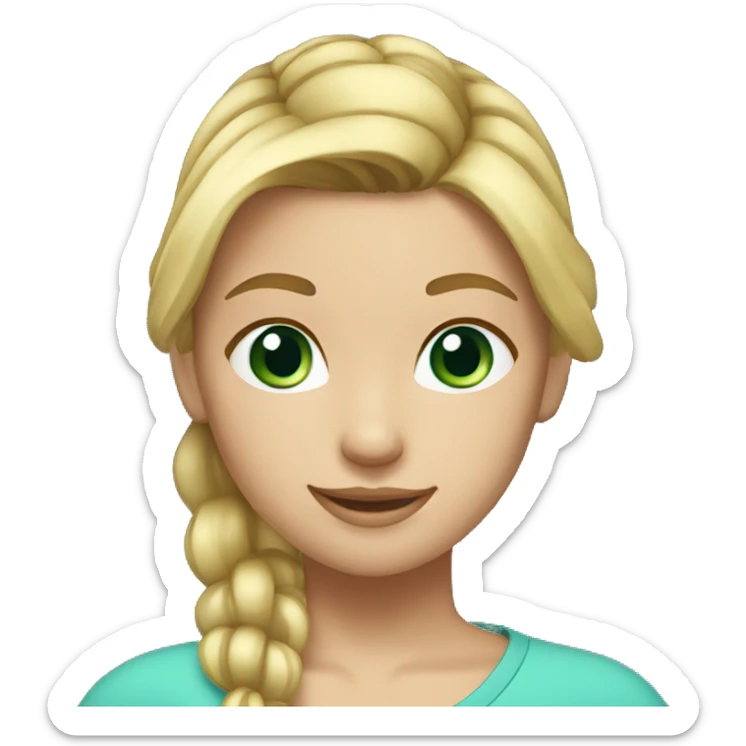 girl with blond hair in a ponytail medium skintone blue green eyes sticker